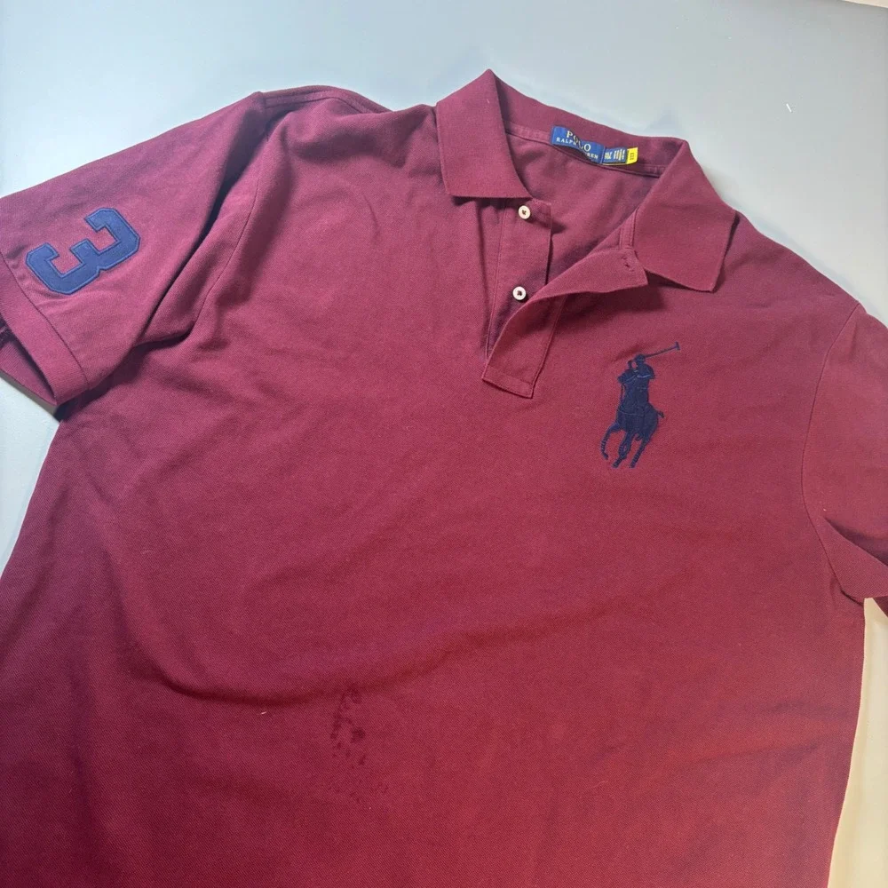 Polo Ralph Lauren Big Pony #3 Polo Shirt Mens XLT Big & Tall Burgundy